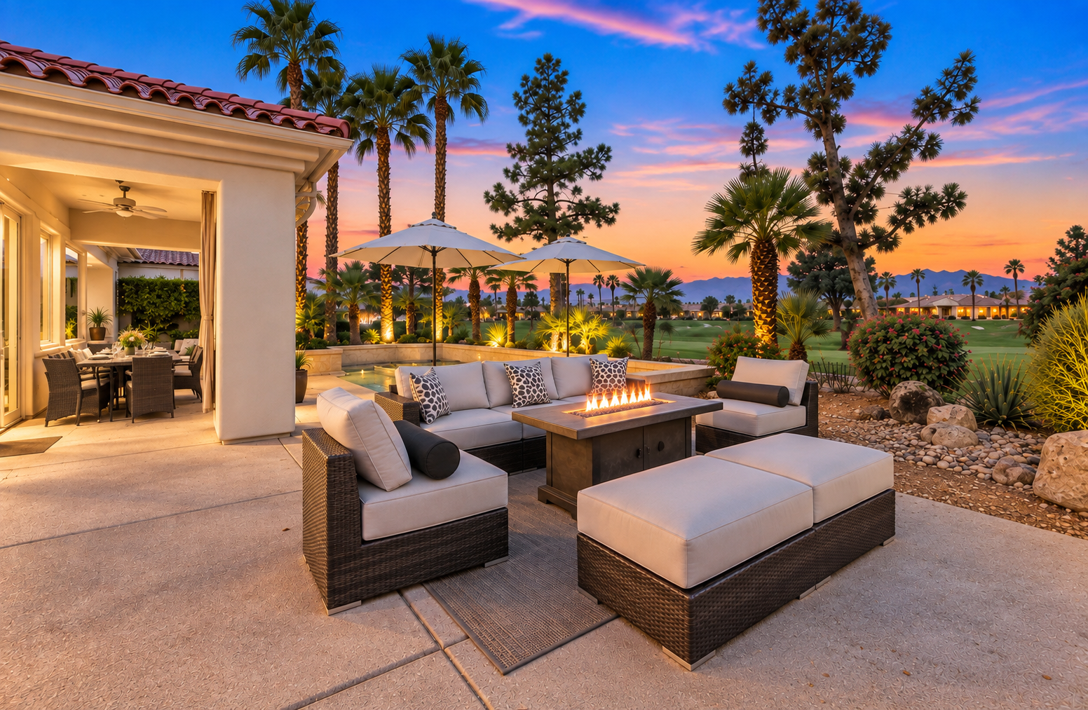 Private pool and spa at Solmirage villa with mountain views