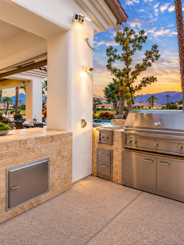 Outdoor kitchen and al fresco dining at Solmirage